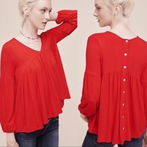 Anthropologie Red Top with Button Down Back